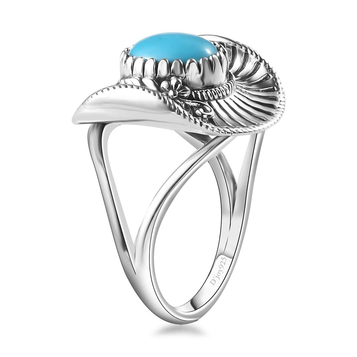 Artisan Crafted Premium Sleeping Beauty Turquoise Cowboy Hat Ring in Sterling Silver (Size 5.0) 1.50 ctw image number 3