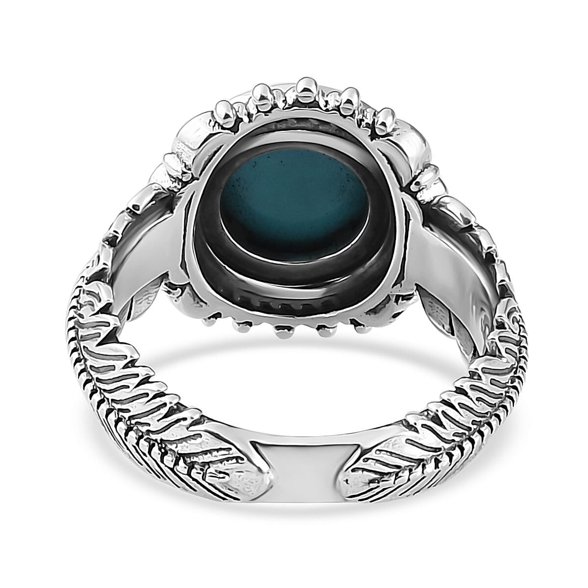 Artisan Crafted Premium Sleeping Beauty Turquoise Feather Ring in Sterling Silver (Size 10.0) 2.35 ctw