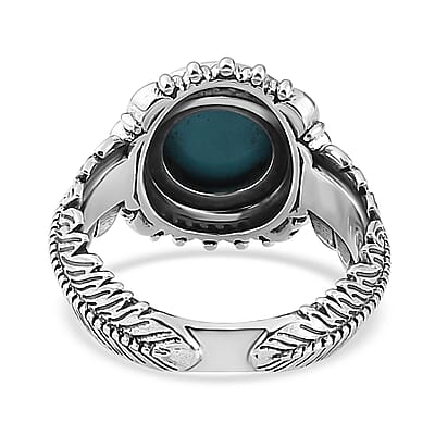 Artisan Crafted Premium Sleeping Beauty Turquoise Feather Ring in Sterling Silver (Size 10.0) 2.35 ctw