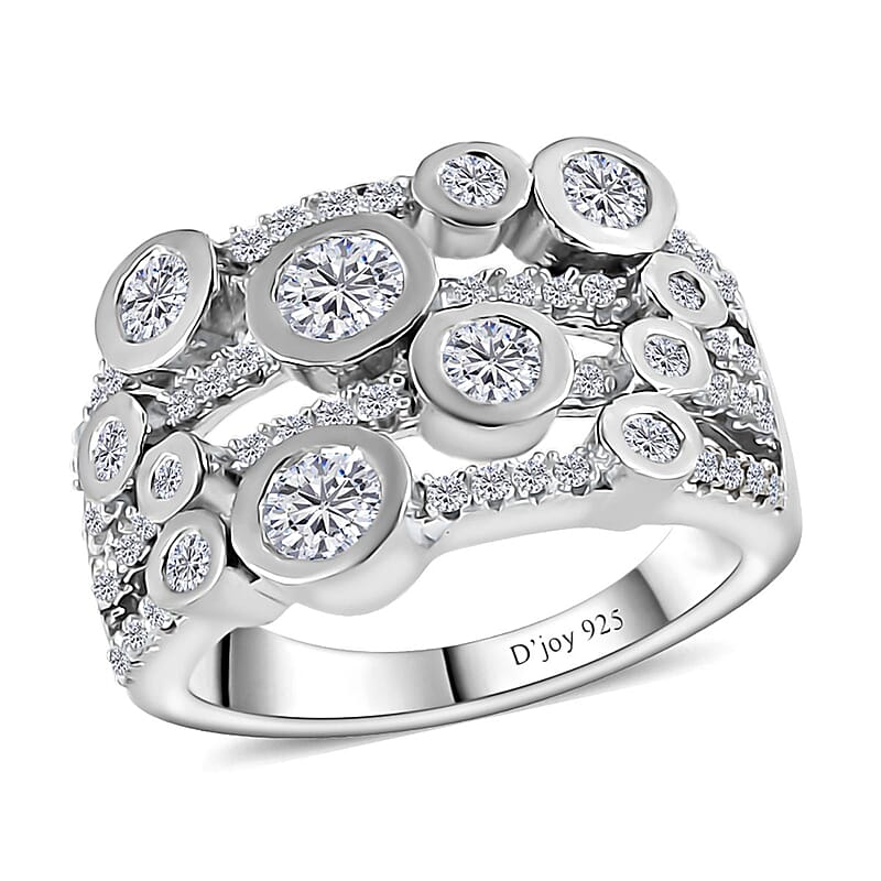 Moissanite Ring in Platinum Over Sterling Silver (Size 6.0) 1.20 ctw