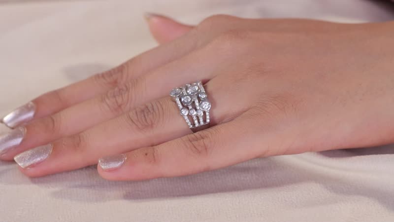 Moissanite (Rnd 4mm) Ring in Platinum Over Sterling Silver (Size 6.0) 1.20 ctw