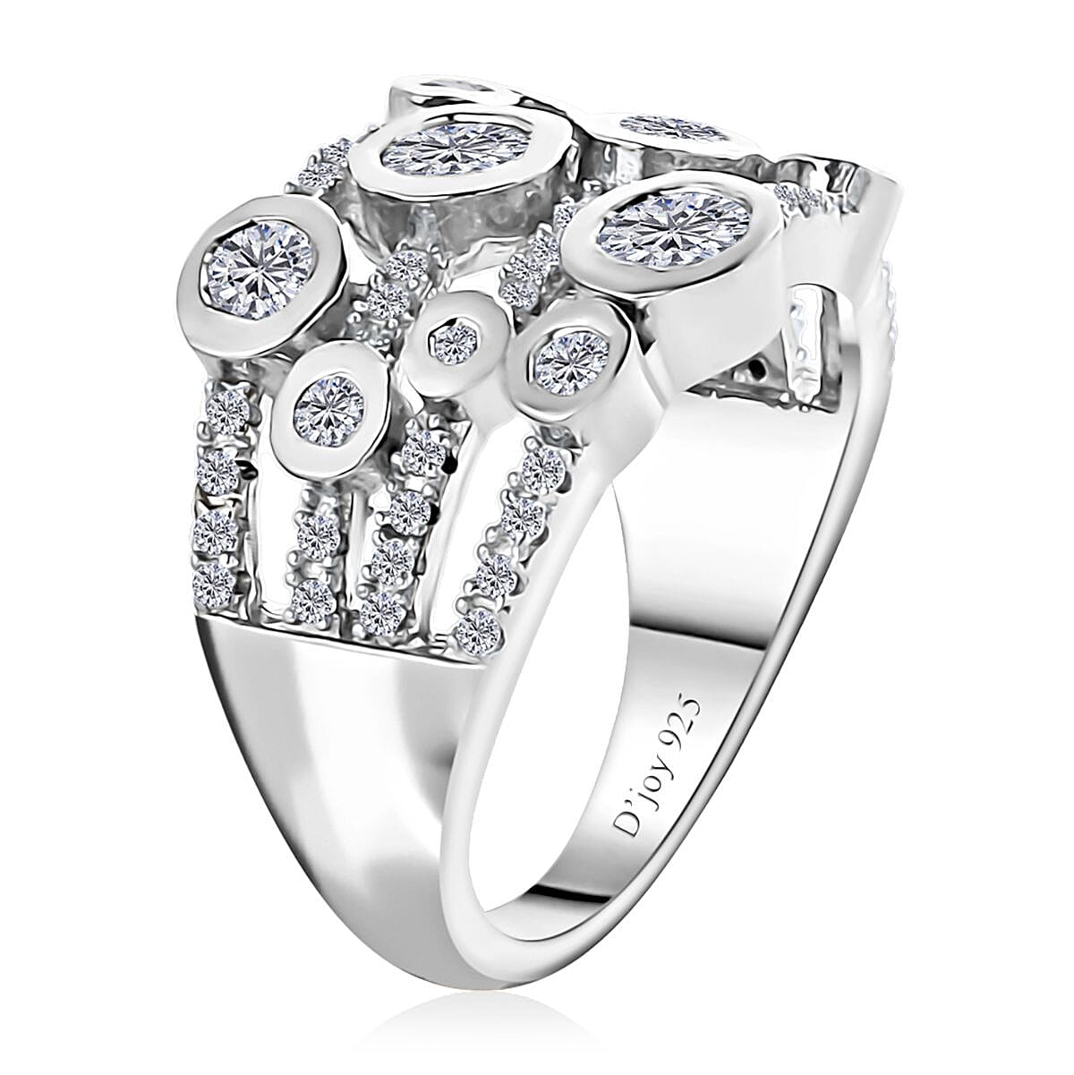 Moissanite Ring in Platinum Over Sterling Silver (Size 6.0) 1.20 ctw