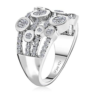 Moissanite Ring in Platinum Over Sterling Silver (Size 6.0) 1.20 ctw