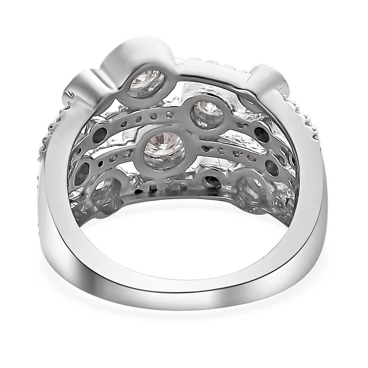 Moissanite Ring in Platinum Over Sterling Silver (Size 6.0) 1.20 ctw