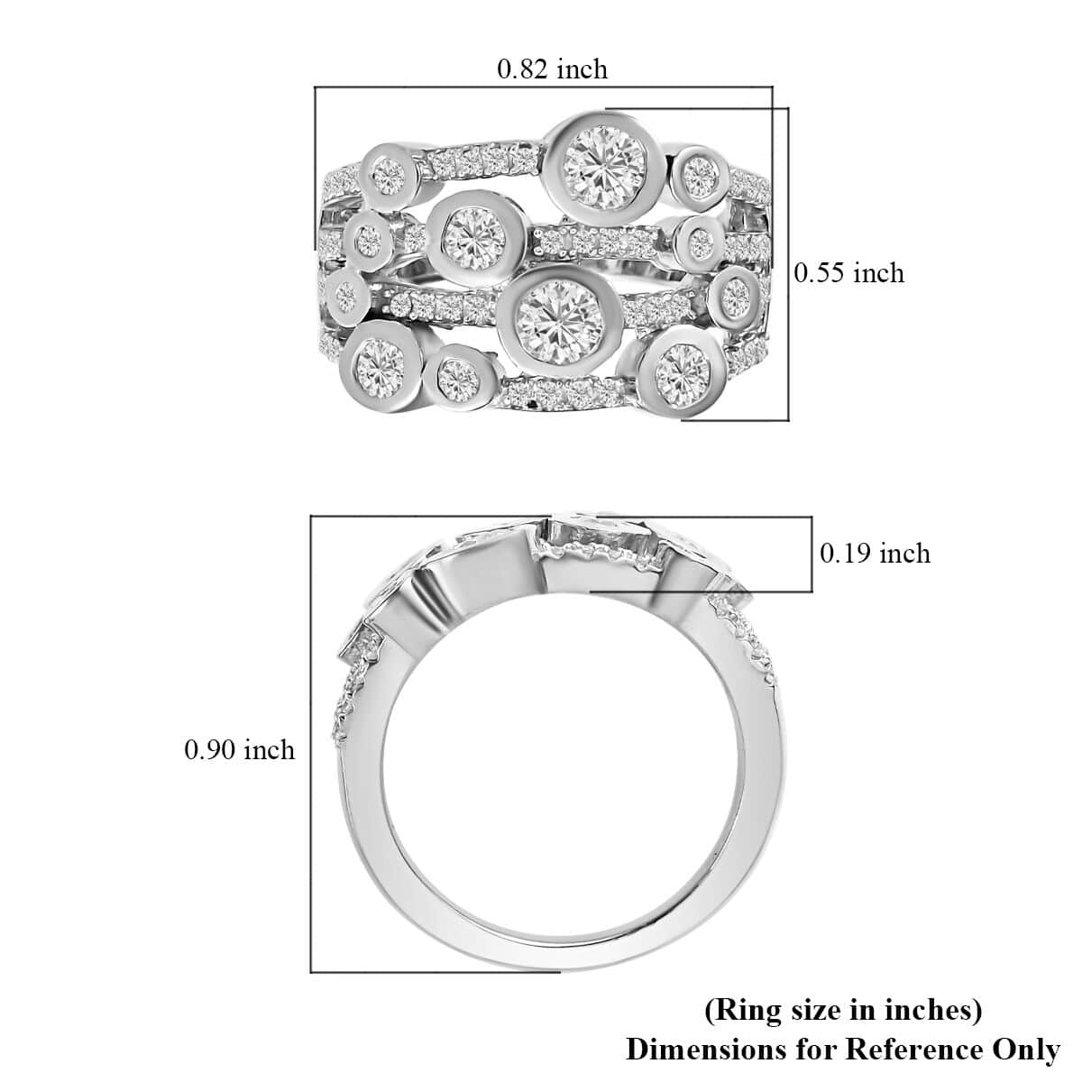 Moissanite Ring in Platinum Over Sterling Silver (Size 6.0) 1.20 ctw image number 5