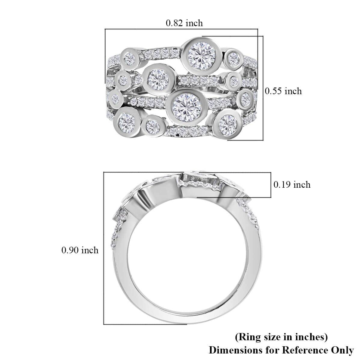 Moissanite Ring in Platinum Over Sterling Silver (Size 9.0) 1.20 ctw image number 5