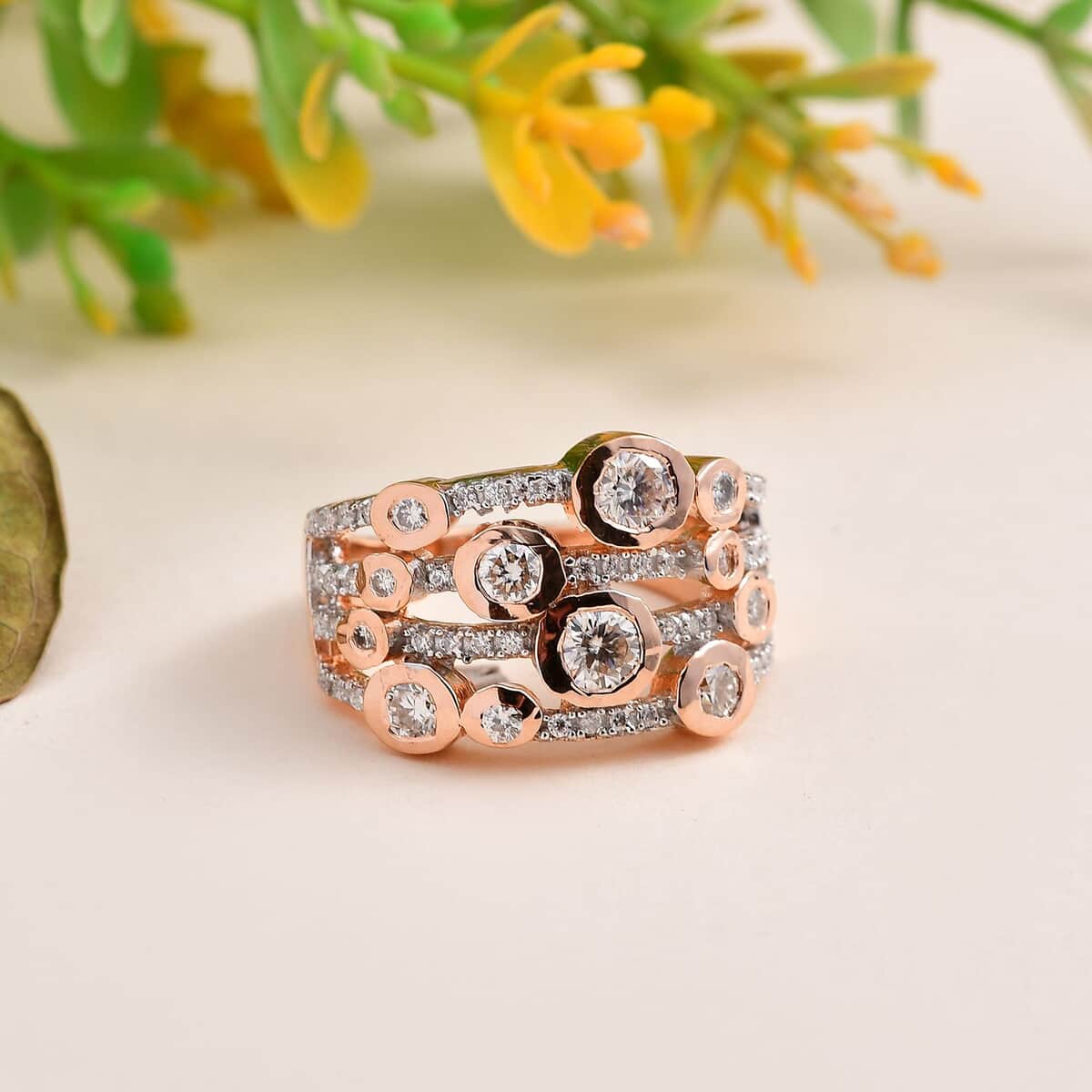 Moissanite Ring in Vermeil Rose Gold Over Sterling Silver (Size 7.0) 1.20 ctw image number 1