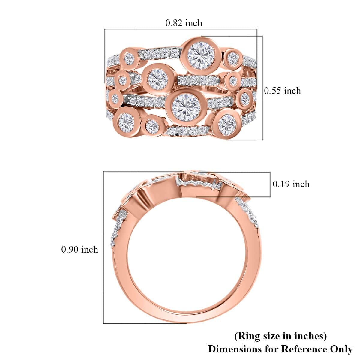 Moissanite Ring in Vermeil Rose Gold Over Sterling Silver (Size 8.0) 1.20 ctw image number 5