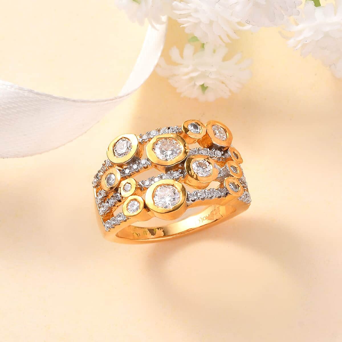 Moissanite Ring in Vermeil Yellow Gold Over Sterling Silver (Size 6.0) 1.20 ctw image number 1