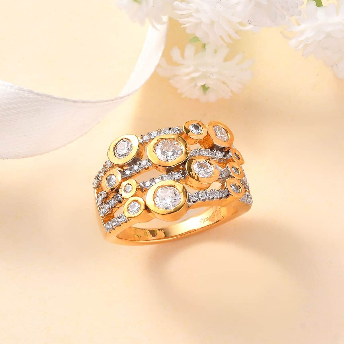 Moissanite Ring in Vermeil Yellow Gold Over Sterling Silver (Size 8.0) 1.20 ctw image number 1