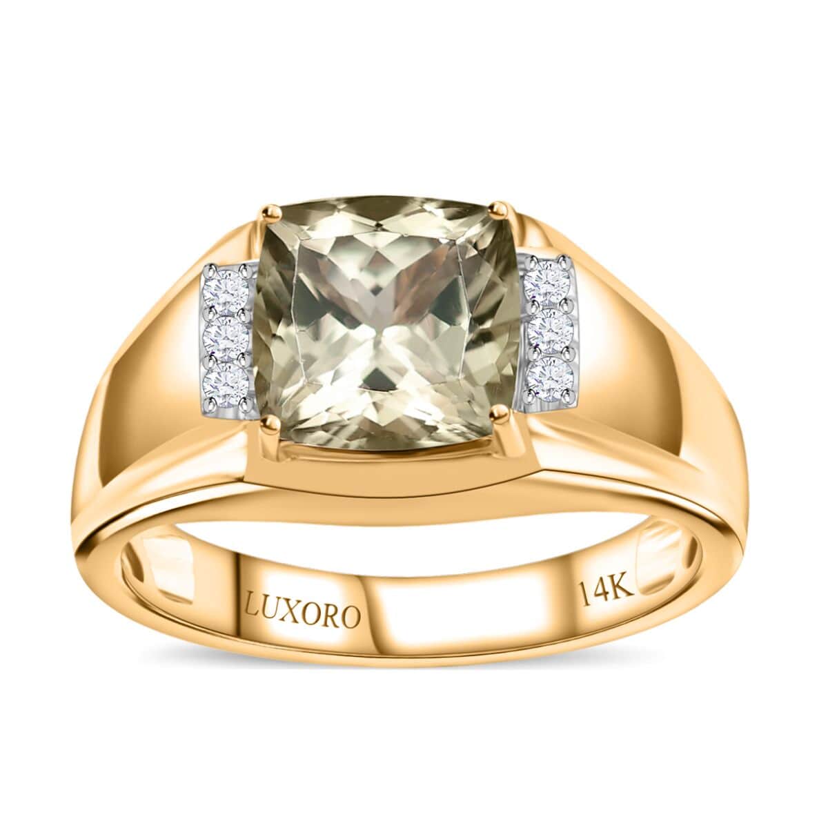 Luxoro 14K Yellow Gold AAA Turkizite and G-H I2 Diamond Men's Ring (Size 10.0) 6.85 Grams 4.15 ctw image number 0