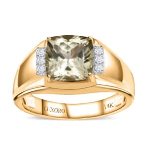 Luxoro 14K Yellow Gold AAA Turkizite and G-H I2 Diamond Men's Ring (Size 10.0) 6.85 Grams 4.15 ctw