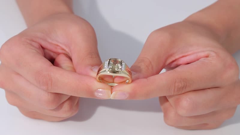 Luxoro 14K Yellow Gold AAA Turkizite, Diamond (G-H, I2) Men's Ring (Size 10.0) (6.85 g) 4.15 ctw