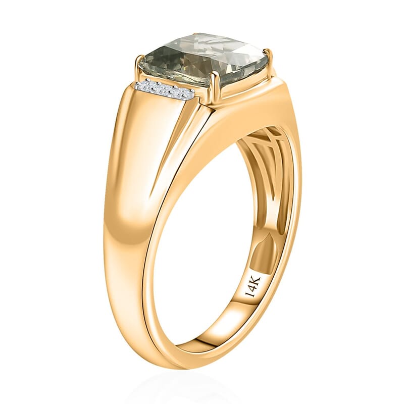 Luxoro 14K Yellow Gold AAA Turkizite and G-H I2 Diamond Men's Ring (Size 10.0) 6.85 Grams 4.15 ctw