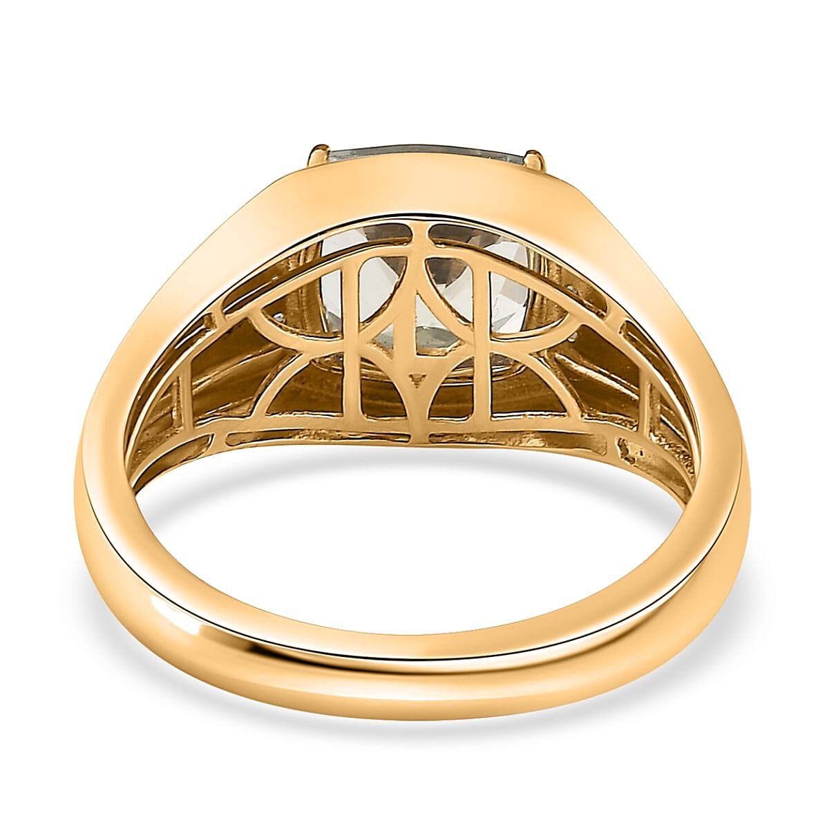 Luxoro 14K Yellow Gold AAA Turkizite and G-H I2 Diamond Men's Ring (Size 10.0) 6.85 Grams 4.15 ctw