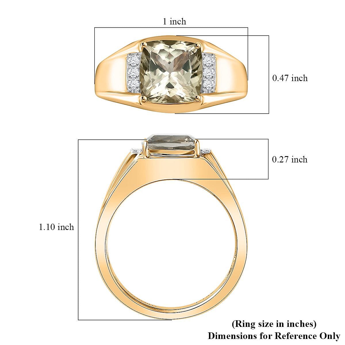 Luxoro 14K Yellow Gold AAA Turkizite and G-H I2 Diamond Men's Ring (Size 10.0) 6.85 Grams 4.15 ctw