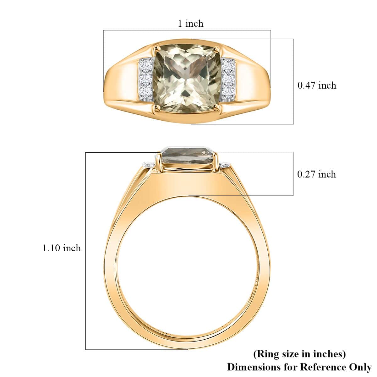Luxoro 14K Yellow Gold AAA Turkizite and G-H I2 Diamond Men's Ring (Size 10.0) 6.85 Grams 4.15 ctw image number 5