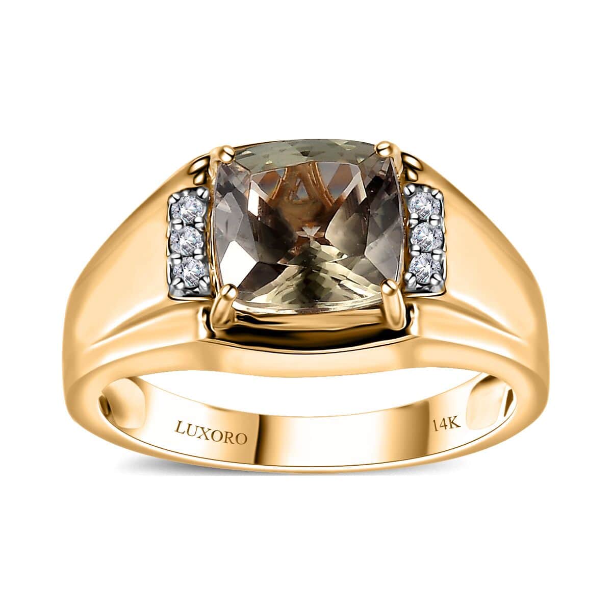 Luxoro 14K Yellow Gold AAA Turkizite and G-H I2 Diamond Men's Ring (Size 11.0) 6.85 Grams 3.75 ctw image number 0