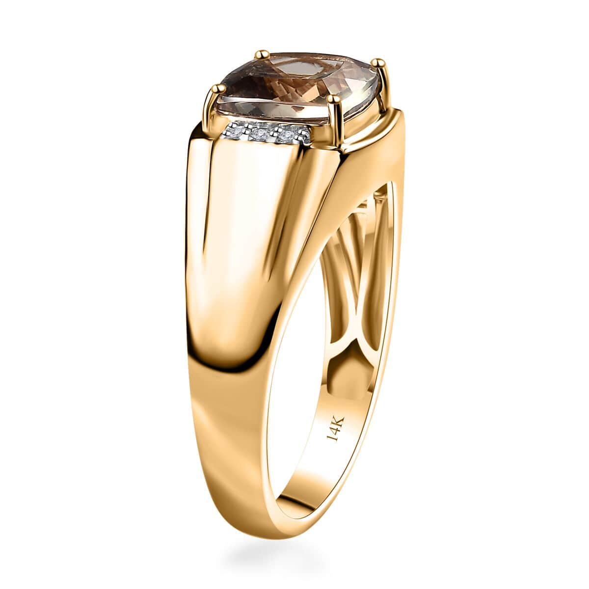 Luxoro 14K Yellow Gold AAA Turkizite and G-H I2 Diamond Men's Ring (Size 11.0) 6.85 Grams 3.75 ctw image number 3