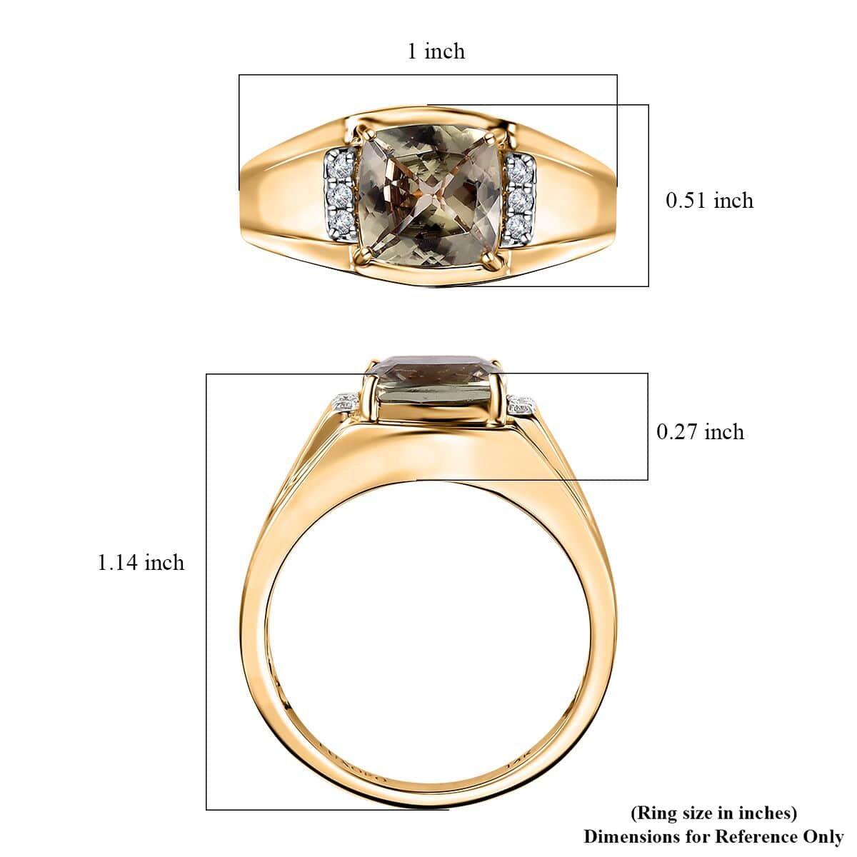 Luxoro 14K Yellow Gold AAA Turkizite and G-H I2 Diamond Men's Ring (Size 11.0) 6.85 Grams 3.75 ctw image number 5