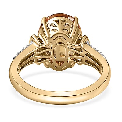 Luxoro 10K Yellow Gold Premium Brazilian Heliodor and G-H I2 Diamond Ring (Size 4.5) 4 Grams 5.35 ctw