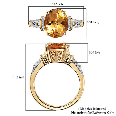 Luxoro 10K Yellow Gold Premium Brazilian Heliodor and G-H I2 Diamond Ring (Size 4.5) 4 Grams 5.35 ctw