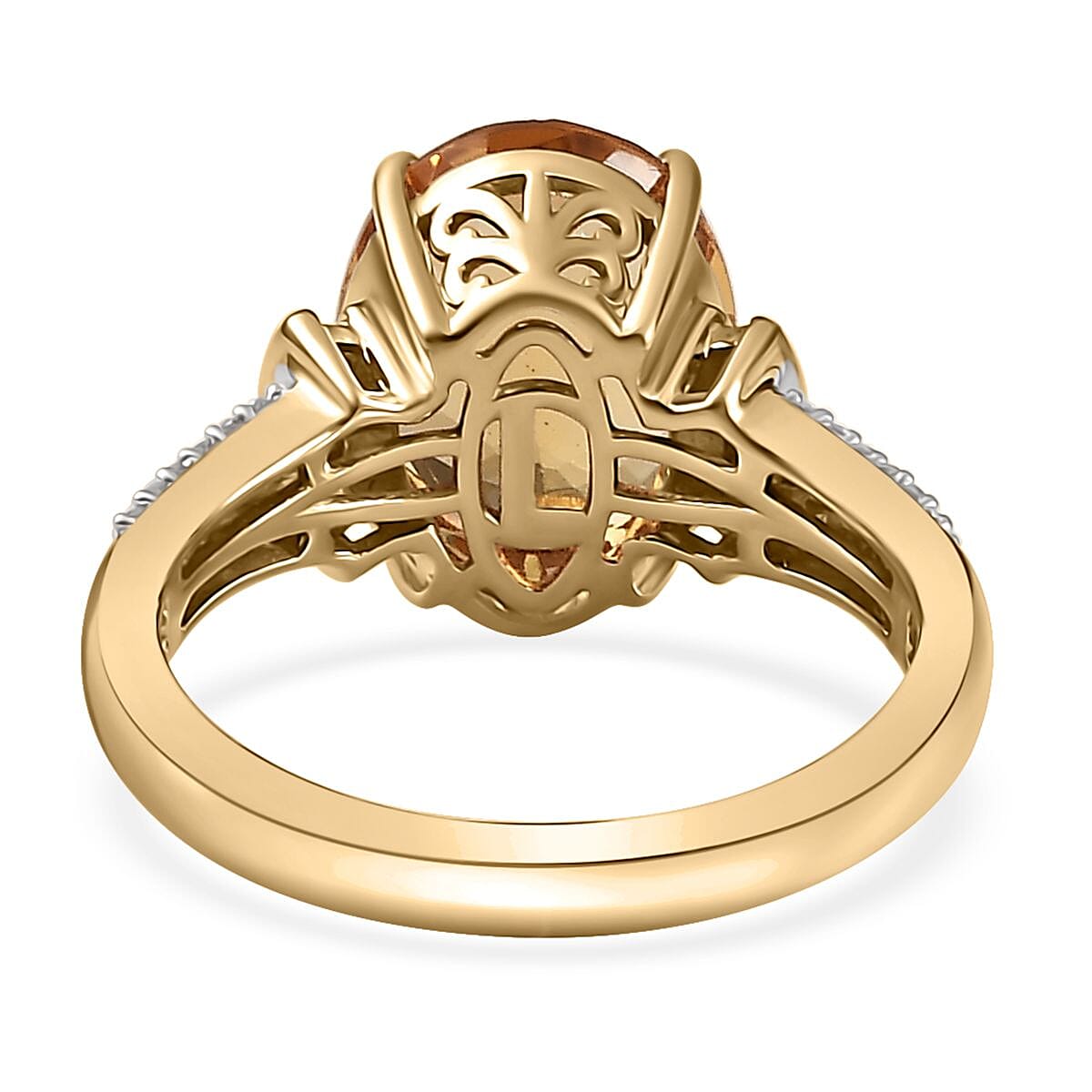 Luxoro 10K Yellow Gold Premium Brazilian Heliodor and G-H I2 Diamond Ring (Size 7.5) 4 Grams 5.35 ctw image number 4