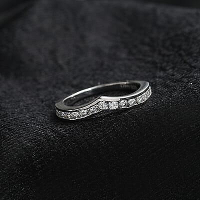 Moissanite Wishbone Ring in Platinum Over Sterling Silver (Size 6.0) 0.50 ctw