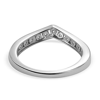 Moissanite Wishbone Ring in Platinum Over Sterling Silver (Size 6.0) 0.50 ctw