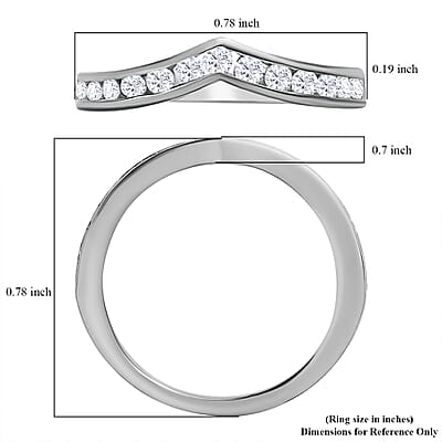 Moissanite Wishbone Ring in Platinum Over Sterling Silver (Size 6.0) 0.50 ctw