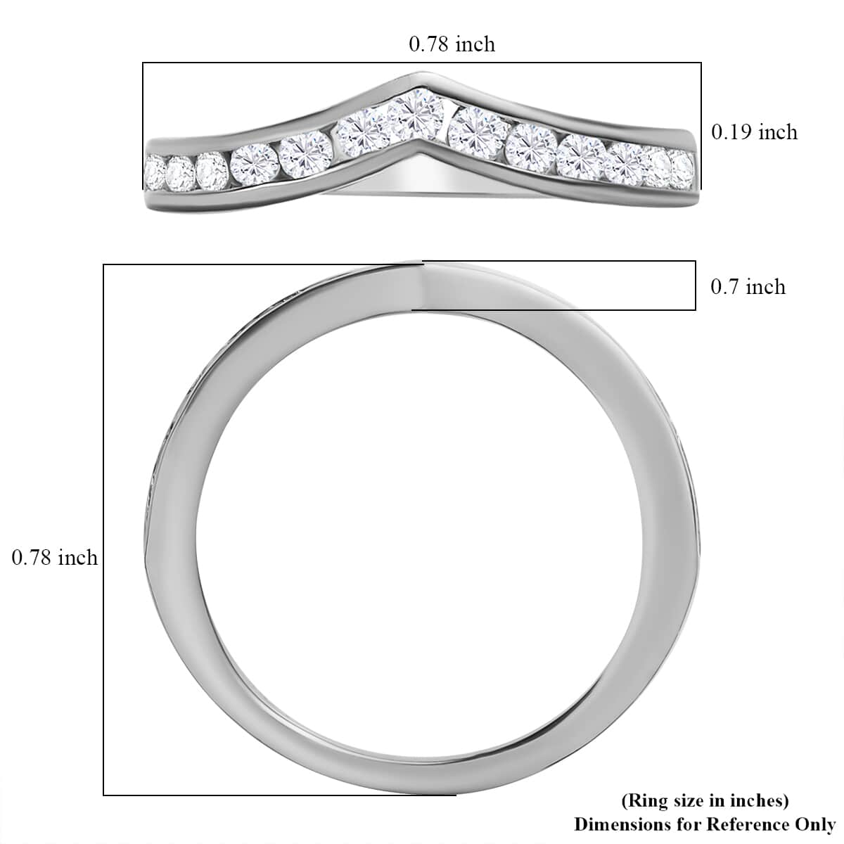 Moissanite Wishbone Ring in Platinum Over Sterling Silver (Size 9.0) 0.50 ctw image number 5