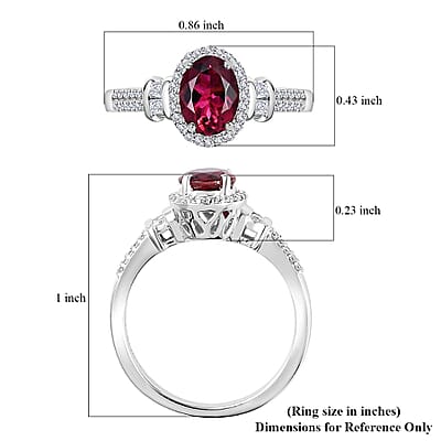 Luxoro 14K White Gold AAA Ouro Fino Rubellite and G-H I2 Diamond Halo Ring (Size 4.0) 1.60 ctw