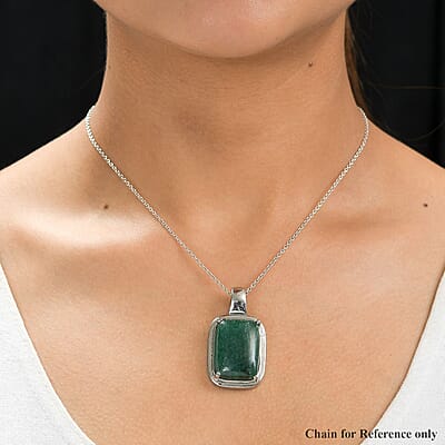 Green Aventurine 27.00 ctw Pendant in Stainless Steel