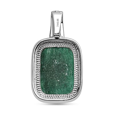 Green Aventurine 27.00 ctw Pendant in Stainless Steel