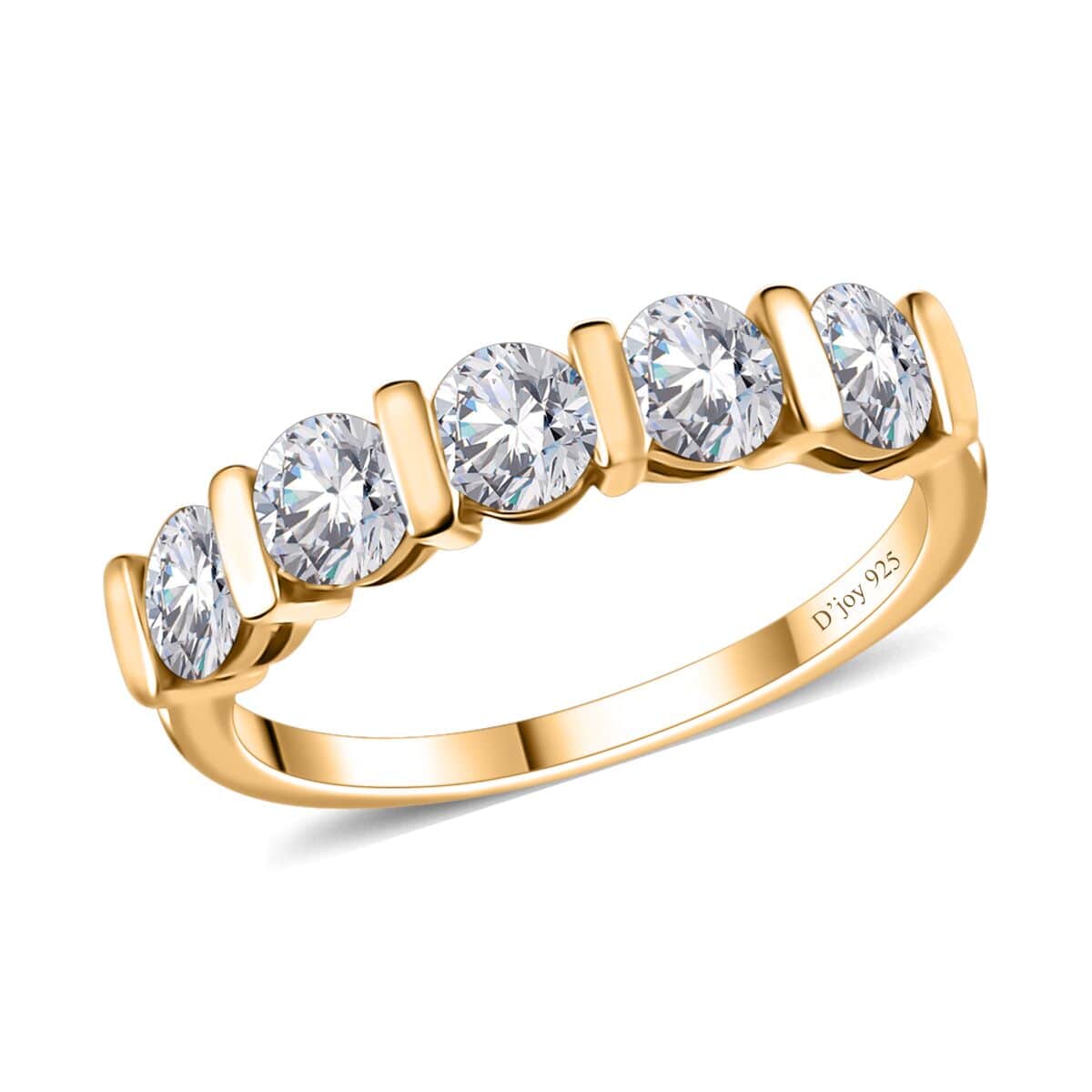 Moissanite 5 Stone Ring in Vermeil Yellow Gold Over Sterling Silver (Size 7.0) 1.10 ctw image number 0