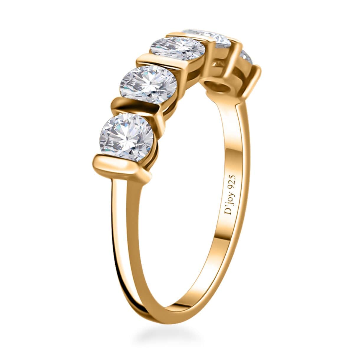 Moissanite 5 Stone Ring in Vermeil Yellow Gold Over Sterling Silver (Size 8.0) 1.10 ctw image number 3