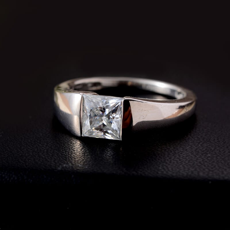 Moissanite Solitaire Ring in Platinum Over Sterling Silver (Size 6.0) 1.20 ctw