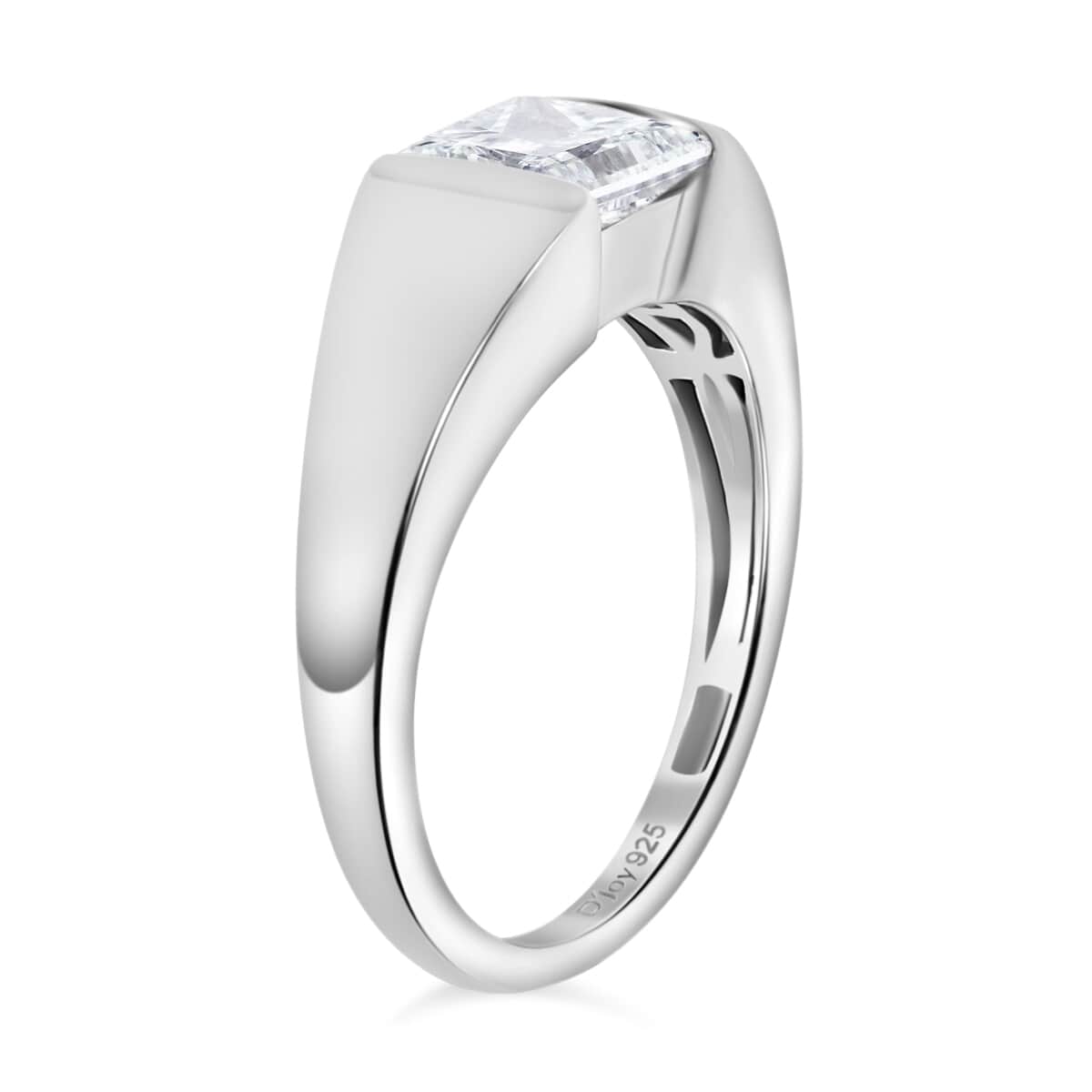 Moissanite (Sqr 6x6mm) Solitaire Ring in Platinum Over Sterling Silver (Size 6.0) 1.20 ctw image number 4