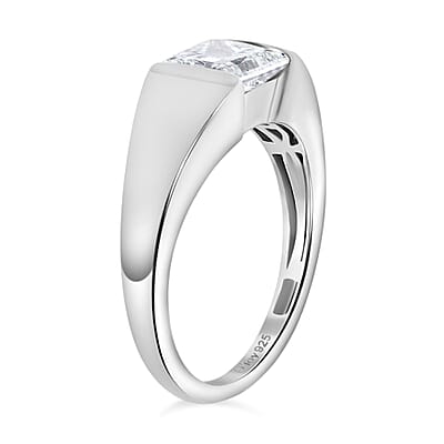 Moissanite Solitaire Ring in Platinum Over Sterling Silver (Size 6.0) 1.20 ctw