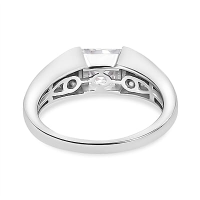 Moissanite Solitaire Ring in Platinum Over Sterling Silver (Size 6.0) 1.20 ctw