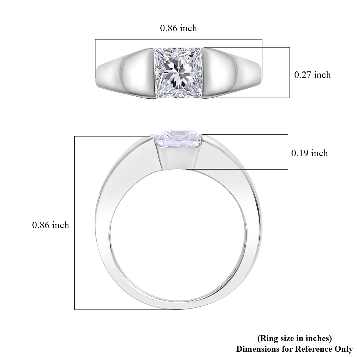 Moissanite Solitaire Ring in Platinum Over Sterling Silver (Size 6.0) 1.20 ctw