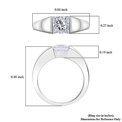 Moissanite Solitaire Ring in Platinum Over Sterling Silver (Size 6.0) 1.20 ctw