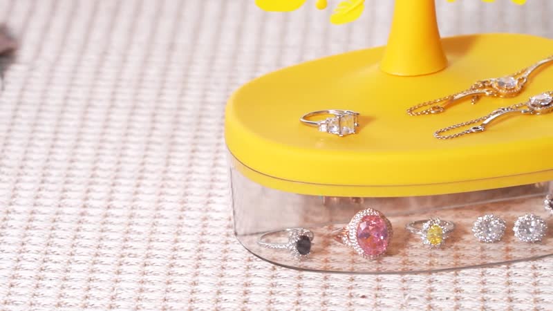 Yellow Tree Design Holder Display Jewelry Organizer (6.1"x4"x9.4")