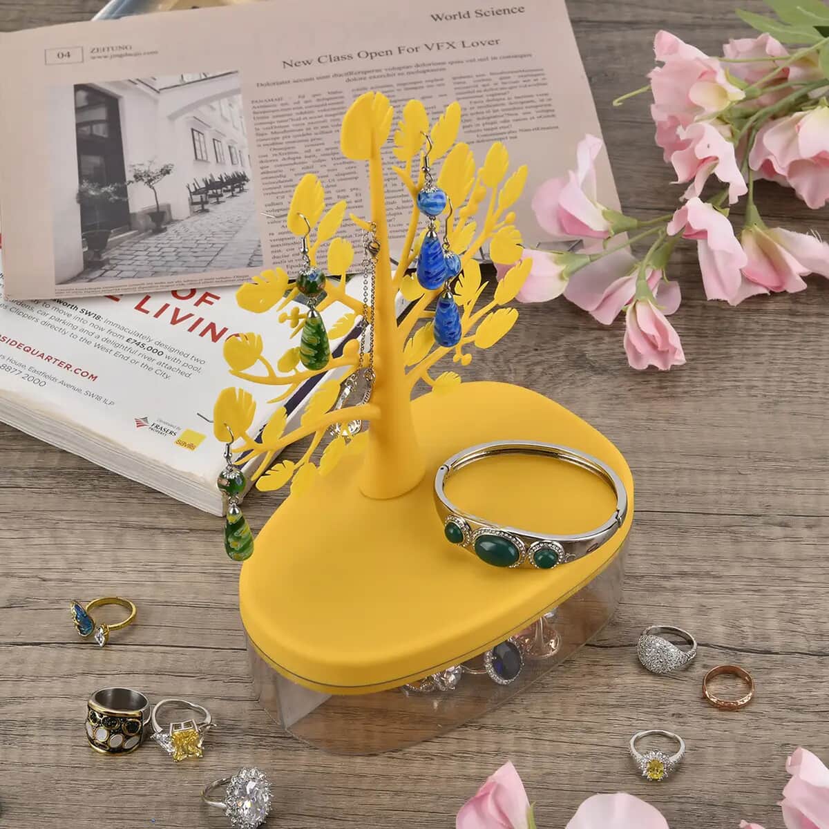 Yellow Tree Design Holder Display Jewelry Organizer image number 1