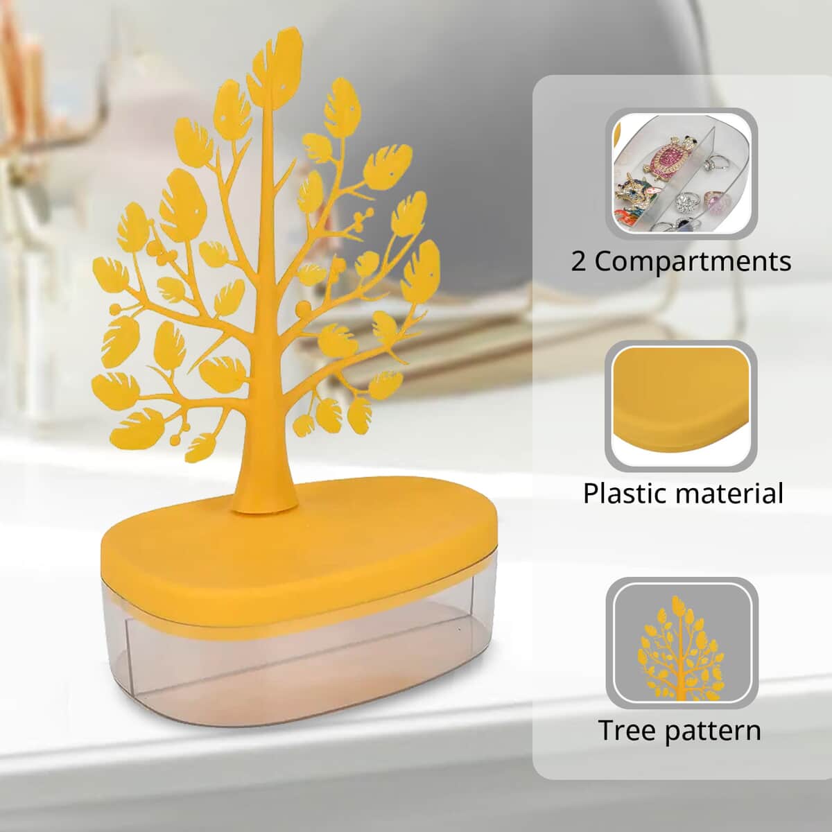 Yellow Tree Design Holder Display Jewelry Organizer image number 2