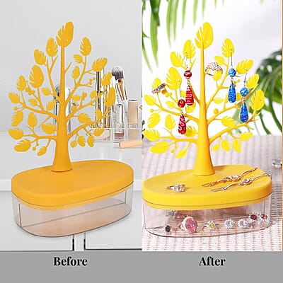 Yellow Tree Design Holder Display Jewelry Organizer