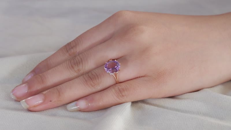 Rose De France Amethyst Solitaire Ring in Vermeil RG Over Sterling Silver (Size 5.0) 3.35 ctw