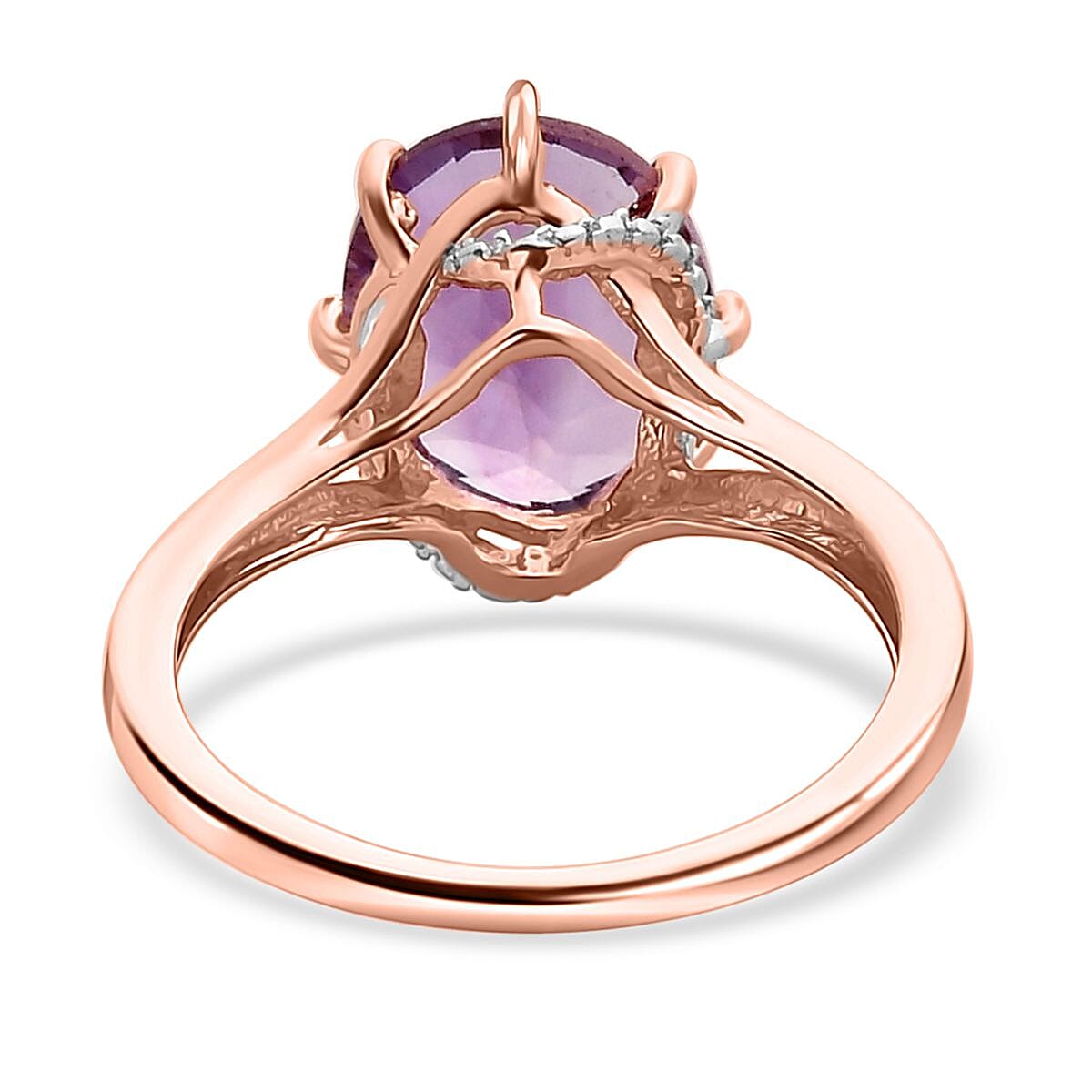 Rose De France Amethyst Solitaire Ring in Vermeil Rose Gold Over Sterling Silver (Size 5.0) 3.35 ctw
