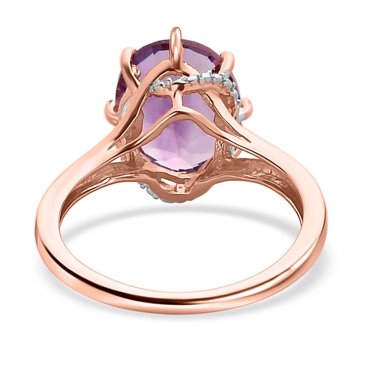 Rose De France Amethyst Solitaire Ring in Vermeil RG Over Sterling Silver (Size 5.0) 3.35 ctw image number 4