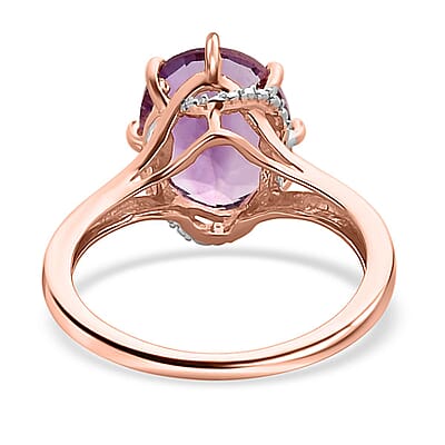 Rose De France Amethyst Solitaire Ring in Vermeil Rose Gold Over Sterling Silver (Size 5.0) 3.35 ctw